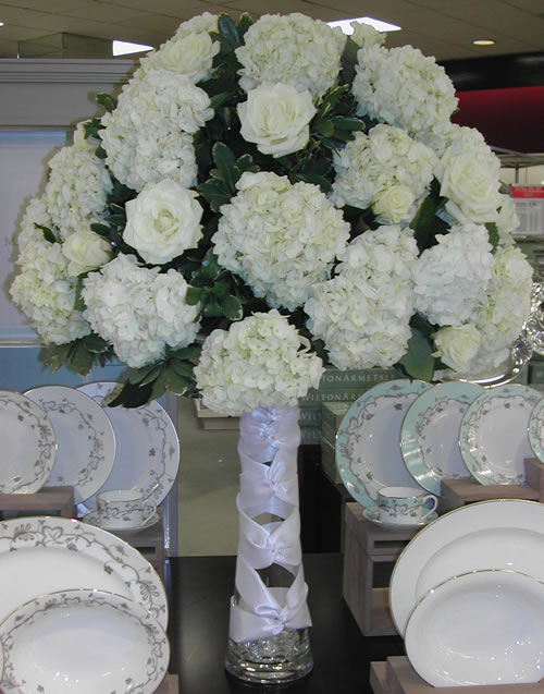 hydrangeas and roses centerpieces. Hydrangea and Rose Elevated
